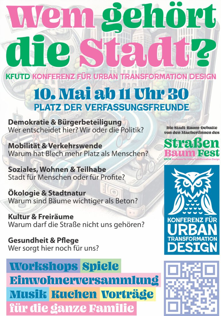 Mehr über den Artikel erfahren Wem gehört die Stadt? Einladung zur Stadt-Raum-Debatte am 10. Mai!