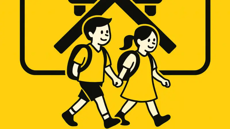 Plakat mit Text Sichere Schulwege statt Elterntaxi.