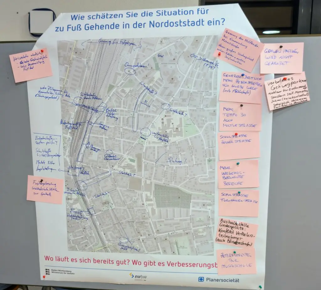 Pinnwand mit Vorschlägen zum Fussverkehrs-Check