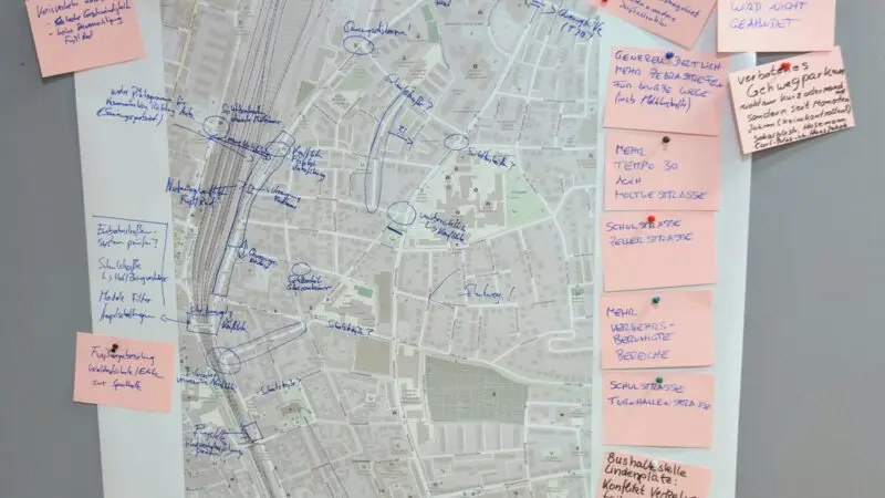 Pinnwand mit Vorschlägen zum Fussverkehrs-Check