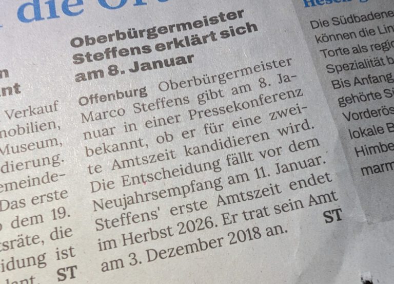 Mehr über den Artikel erfahren 08. Januar: Entscheidung des OB – und der Wahlkampf beginnt