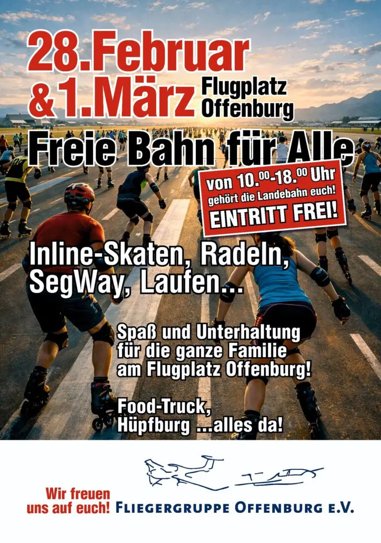 Mehr über den Artikel erfahren Freie Bahn für Alle – kommt auf den Flugplatz Offenburg!