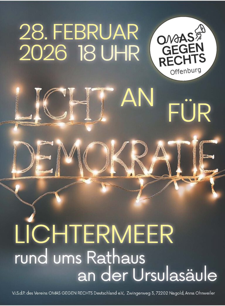 Mehr über den Artikel erfahren Licht an für Demokratie – Lichtermeer am 28. Februar in Offenburg