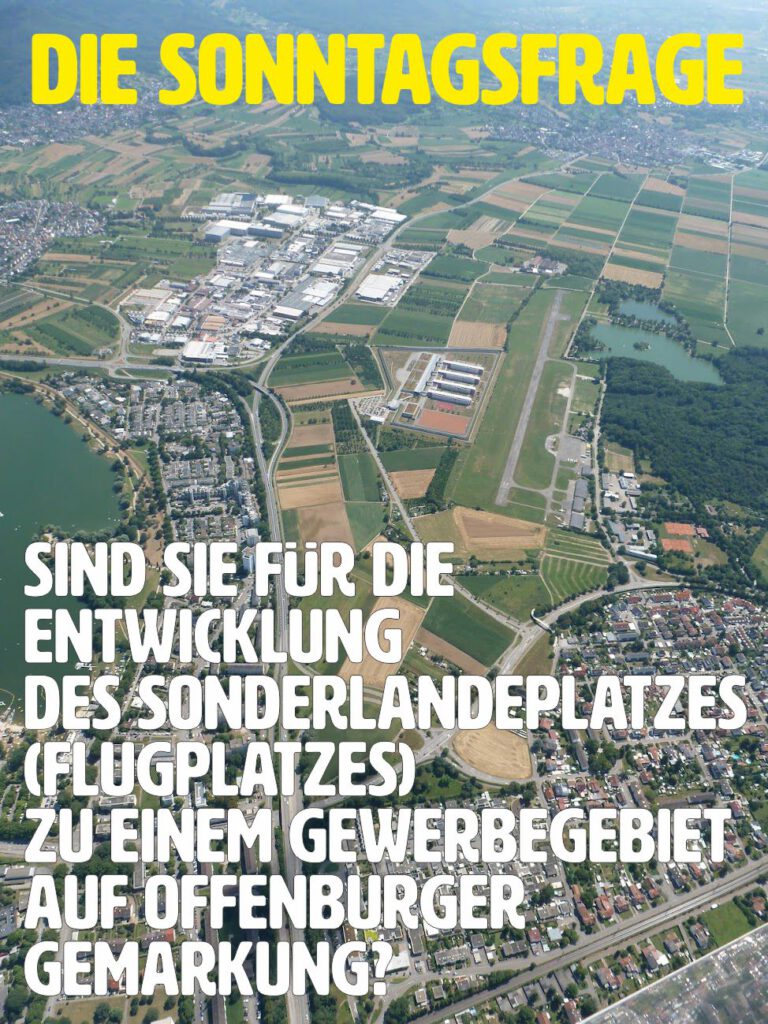 Mehr über den Artikel erfahren Sonntagsfrage zum Bürgerentscheid Flugplatz Offenburg (nicht repräsentativ)