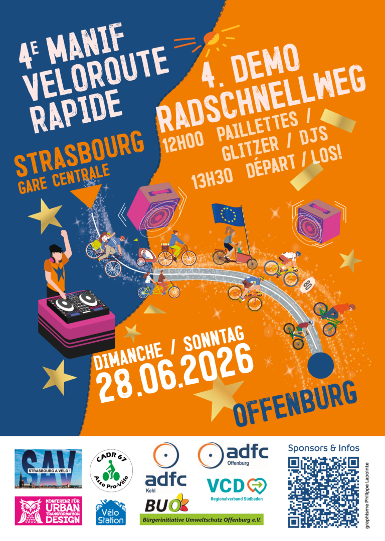 Mehr über den Artikel erfahren Manif Vélo / RadDemo Strasbourg–Offenburg