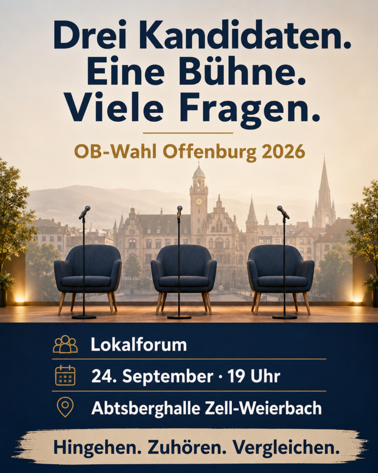 Mehr über den Artikel erfahren OB-Wahl in Offenburg: Lokalforum des Offenburger Tageblatts am 24. September