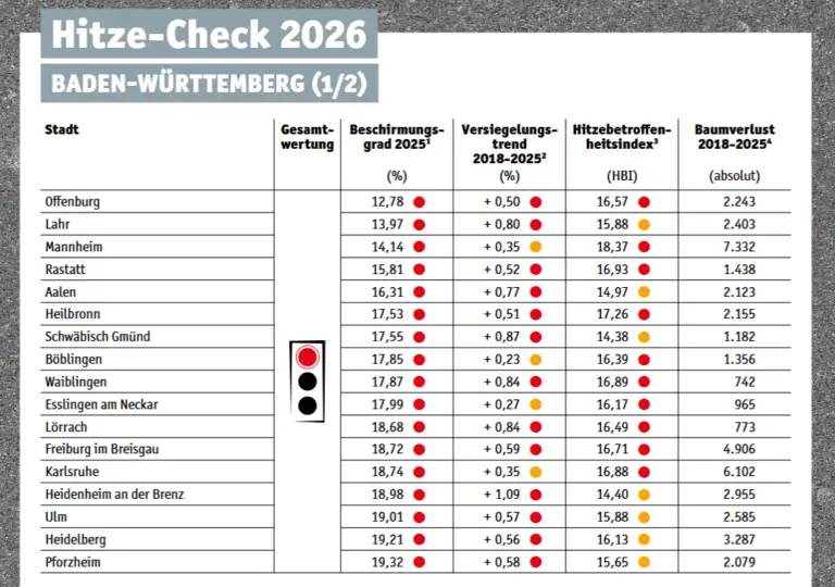 Mehr über den Artikel erfahren Offenburg ganz unten: Der DUH-Hitze-Check ist die Quittung für jahrelanges Wegsehen