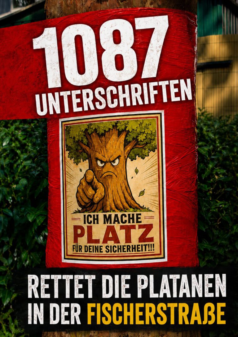Mehr über den Artikel erfahren 1087 Unterschriften für neun Platanen