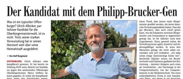 Mehr über den Artikel erfahren Ulrich Albicker im Porträt: Was bringt er für Offenburg mit?
